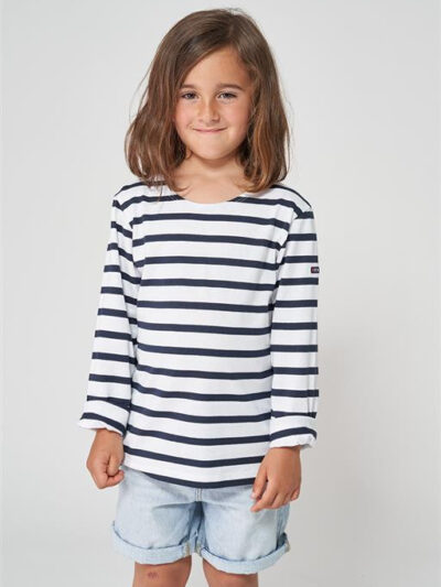 N2206 Camiseta manga larga de rayas Blanco/Marino