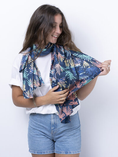 A2402 Foulard Algas Fondo Azul