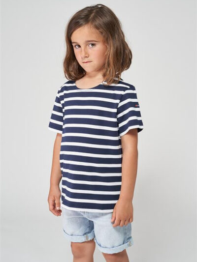 N2208 Camiseta Marsellesa manga corta de rayas Marino/Blanco