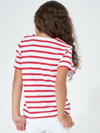 N2208 Camiseta Marsellesa manga corta de rayas Blanco/Cereza