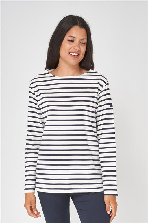 A2065 Camiseta manga larga de rayas Crudo/Marino