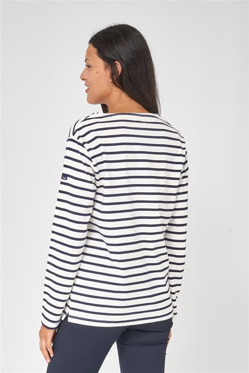 A2065 Camiseta manga larga de rayas Crudo/Marino