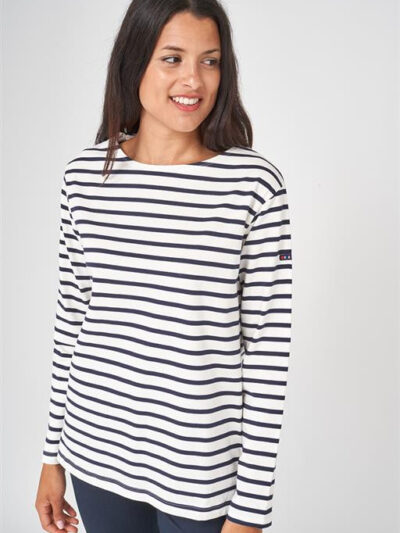 A2065 Camiseta manga larga de rayas Crudo/Marino