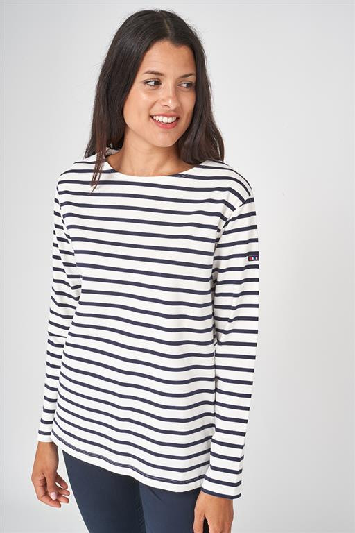 A2065 Camiseta manga larga de rayas Crudo/Marino