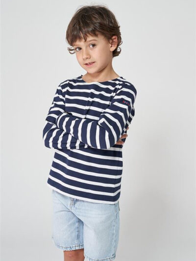 N2206 Camiseta manga larga de rayas Marino/Blanco