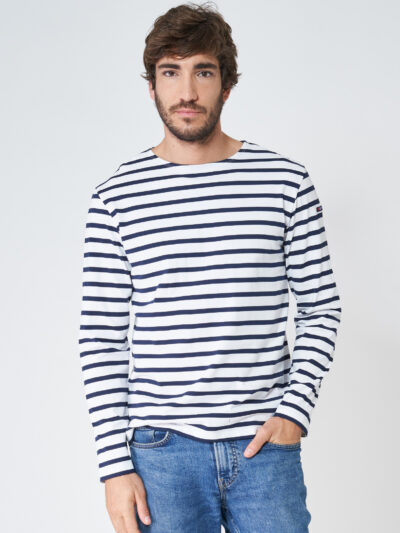 A2104 Camiseta manga larga de rayas Blanco/Marino