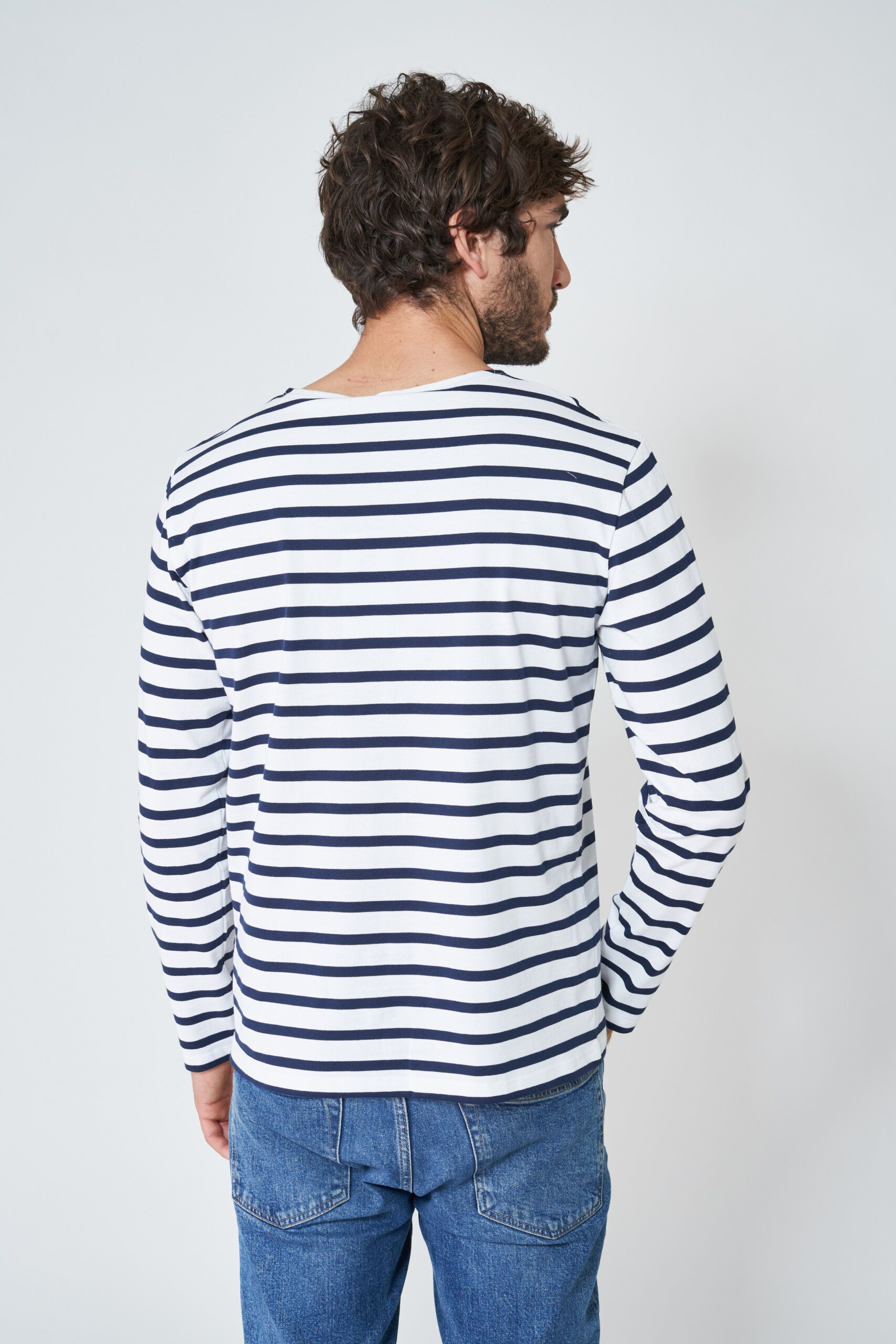 A2104 Camiseta manga larga de rayas Blanco/Marino
