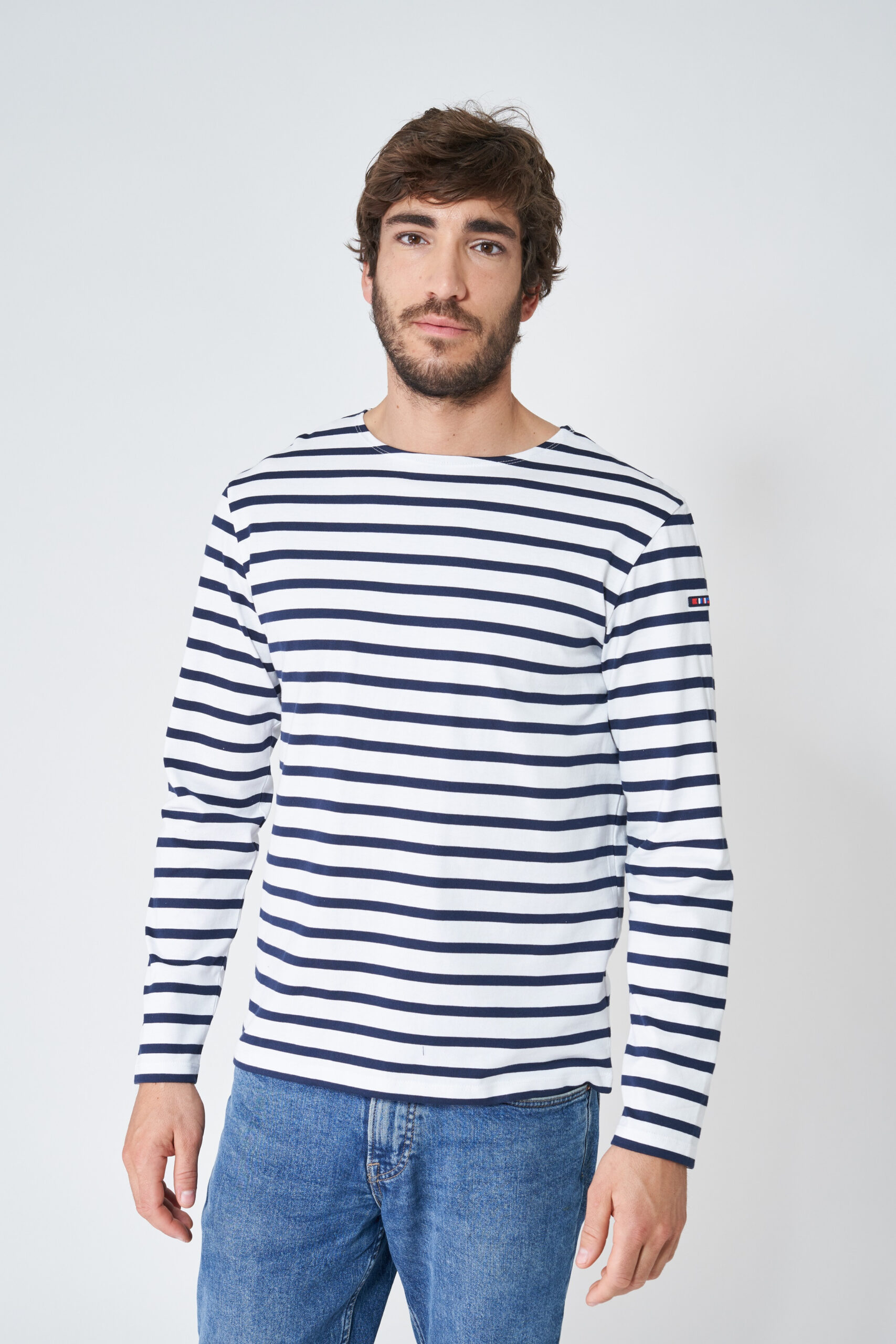 A2104 Camiseta manga larga de rayas Blanco/Marino