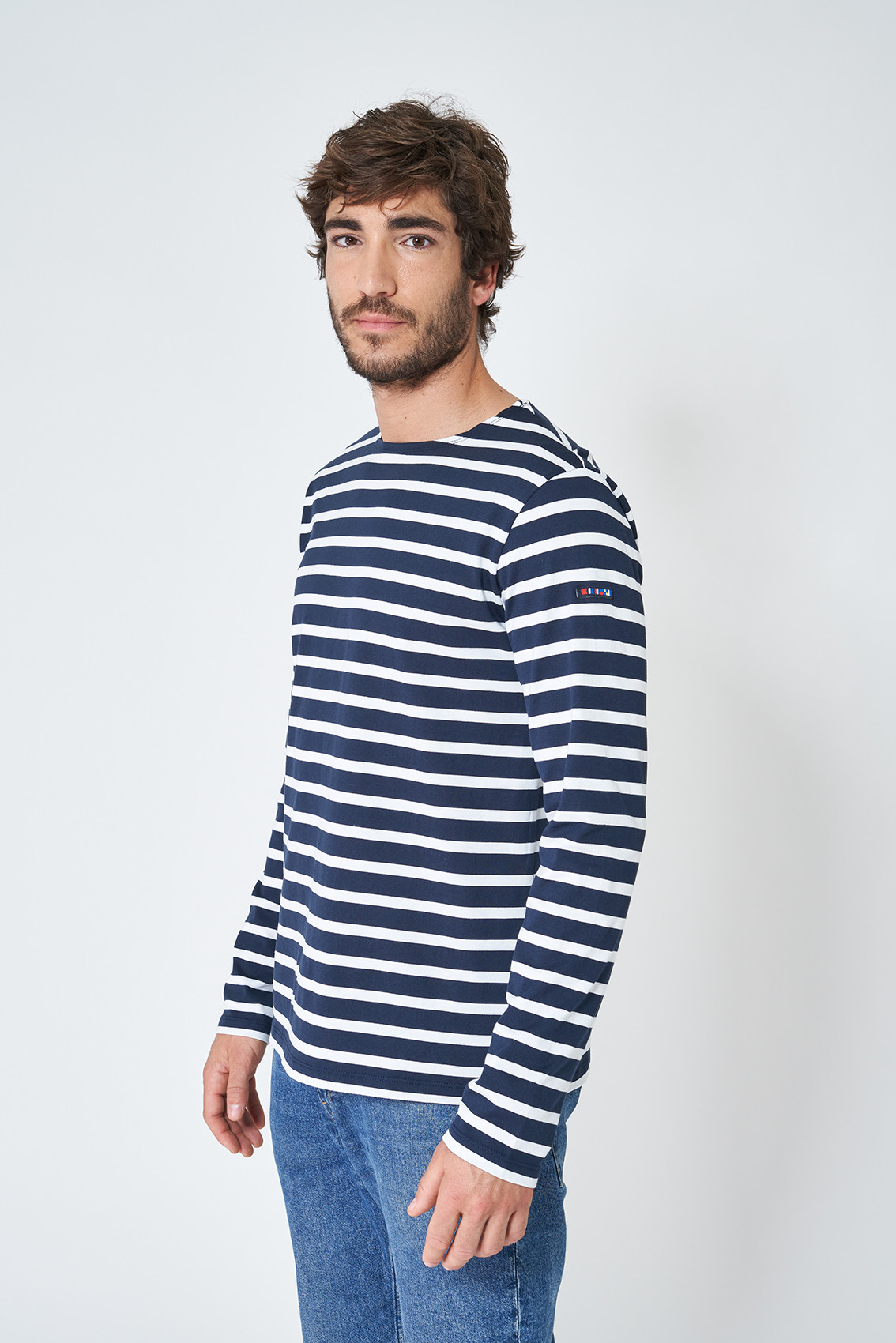 A2104 Camiseta manga larga de rayas Marino/Blanco