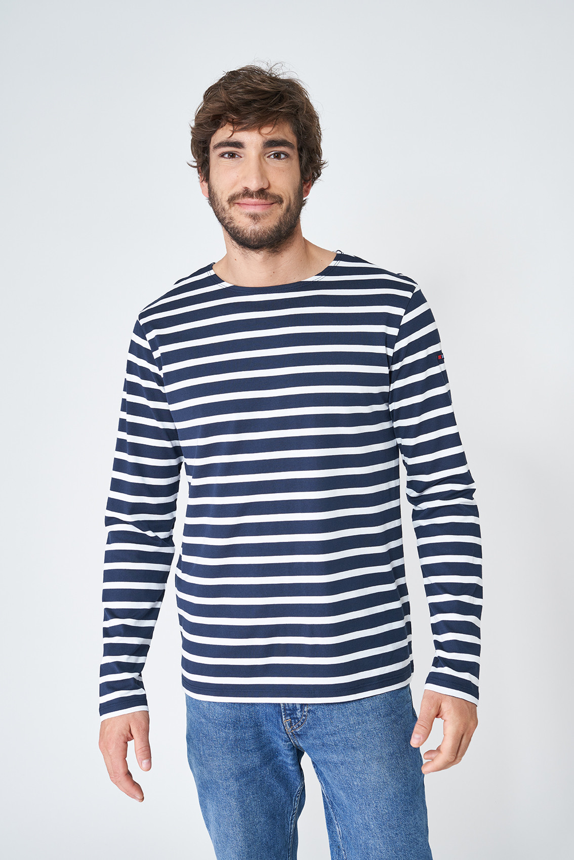 A2104 Camiseta manga larga de rayas Marino/Blanco