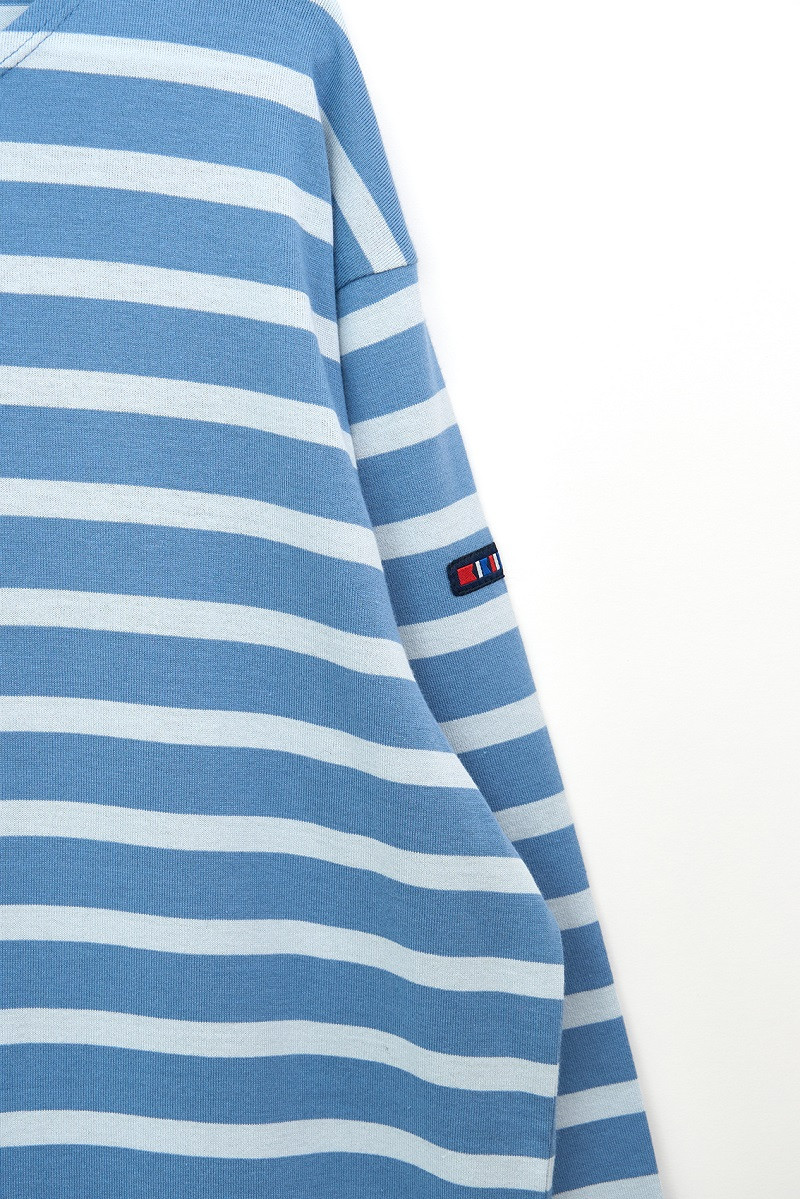 A2104 Camiseta manga larga de rayas Azul/Blanco