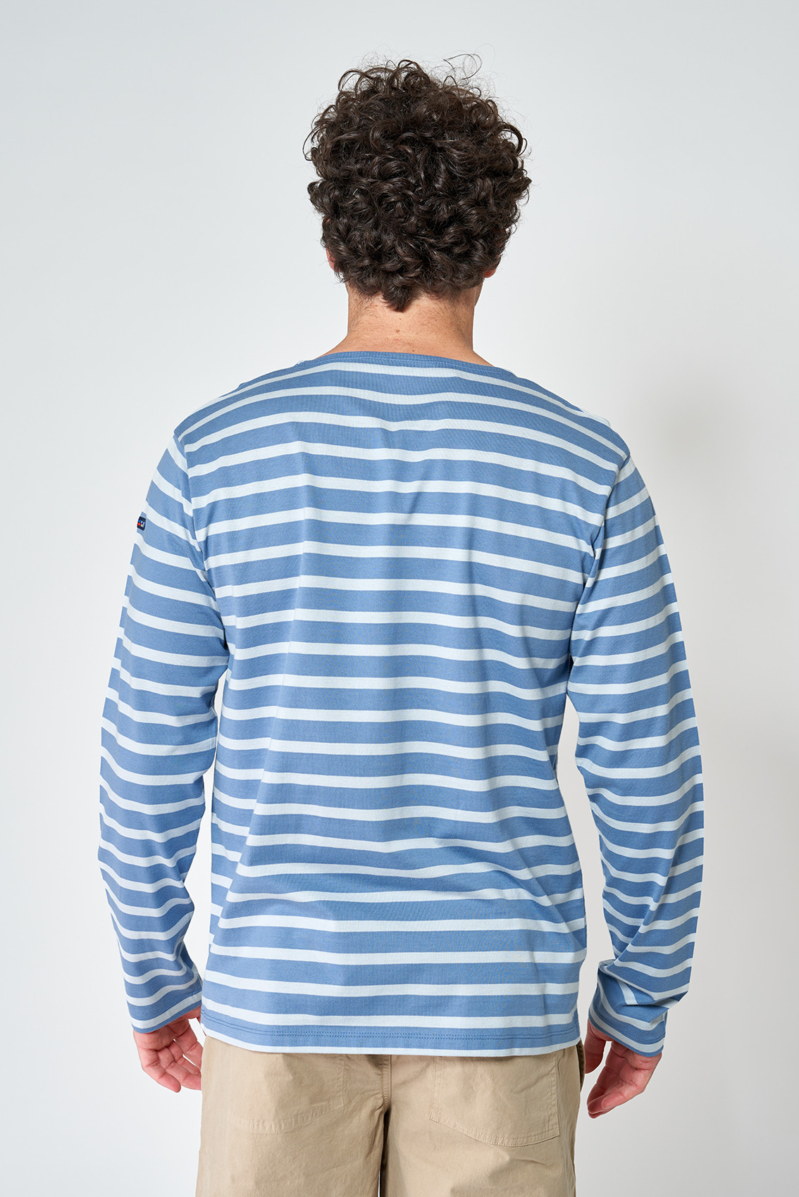 A2104 Camiseta manga larga de rayas Azul/Blanco