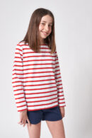 N2206 Camiseta manga larga de rayas Blanco/Cereza